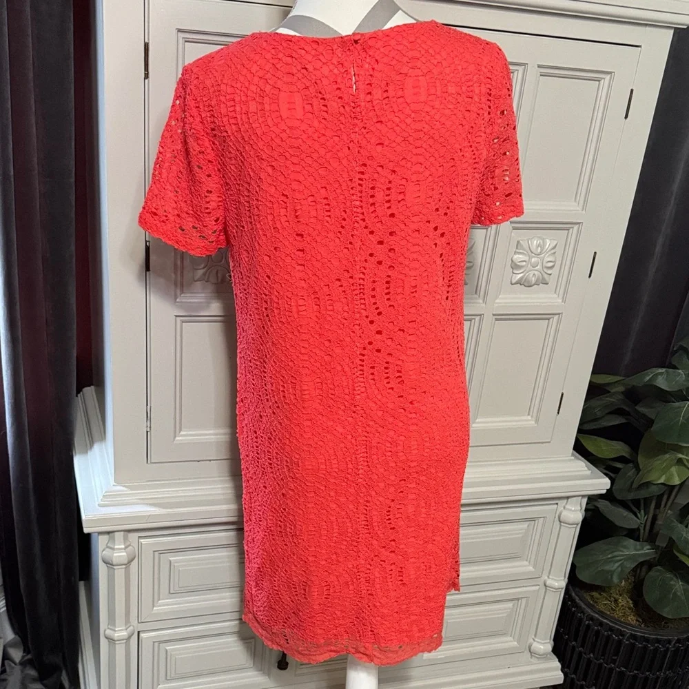 J. Crew Orange Lace Short Sleeve Dress Size 8